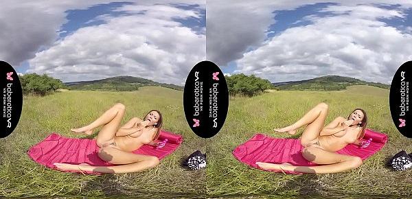  Solo girl, Vanessa Decker masturbates outdoors, in VR